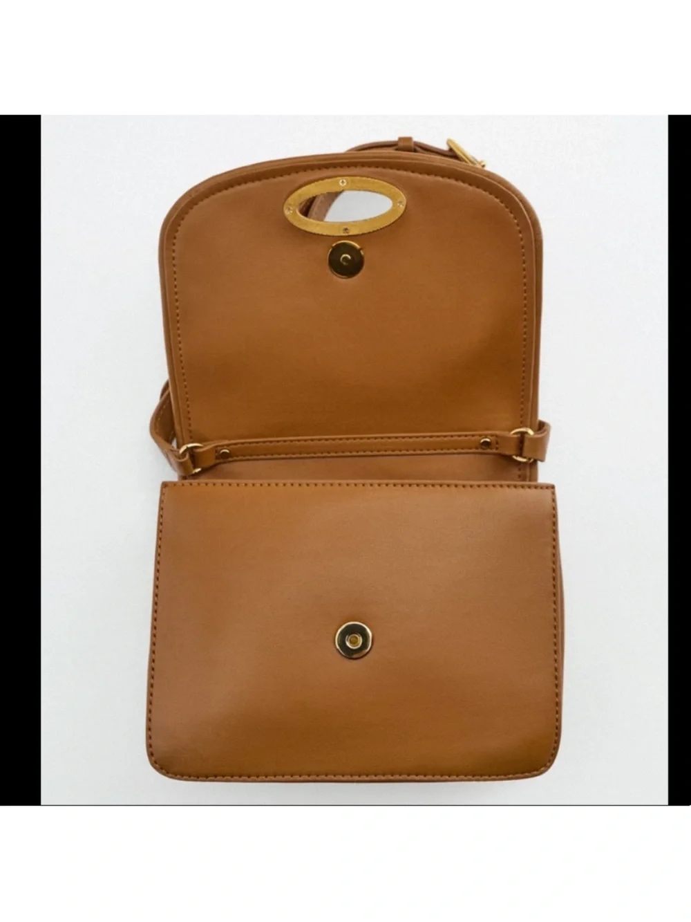 Zara Tan Brown Leather Crossbody Bag